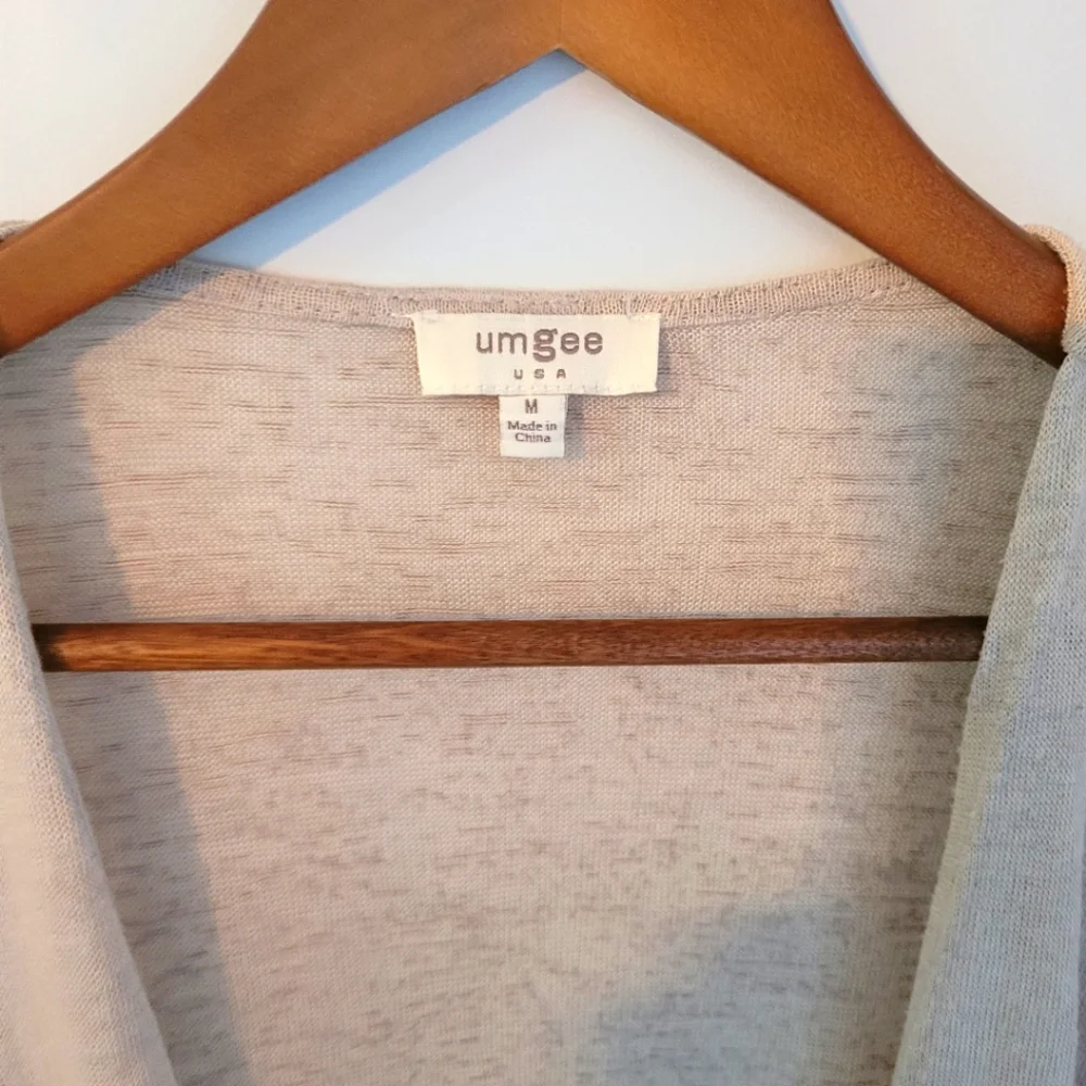 Umgee | Long, Open front Cardigan w/ Lace hem - Picture 3 of 4